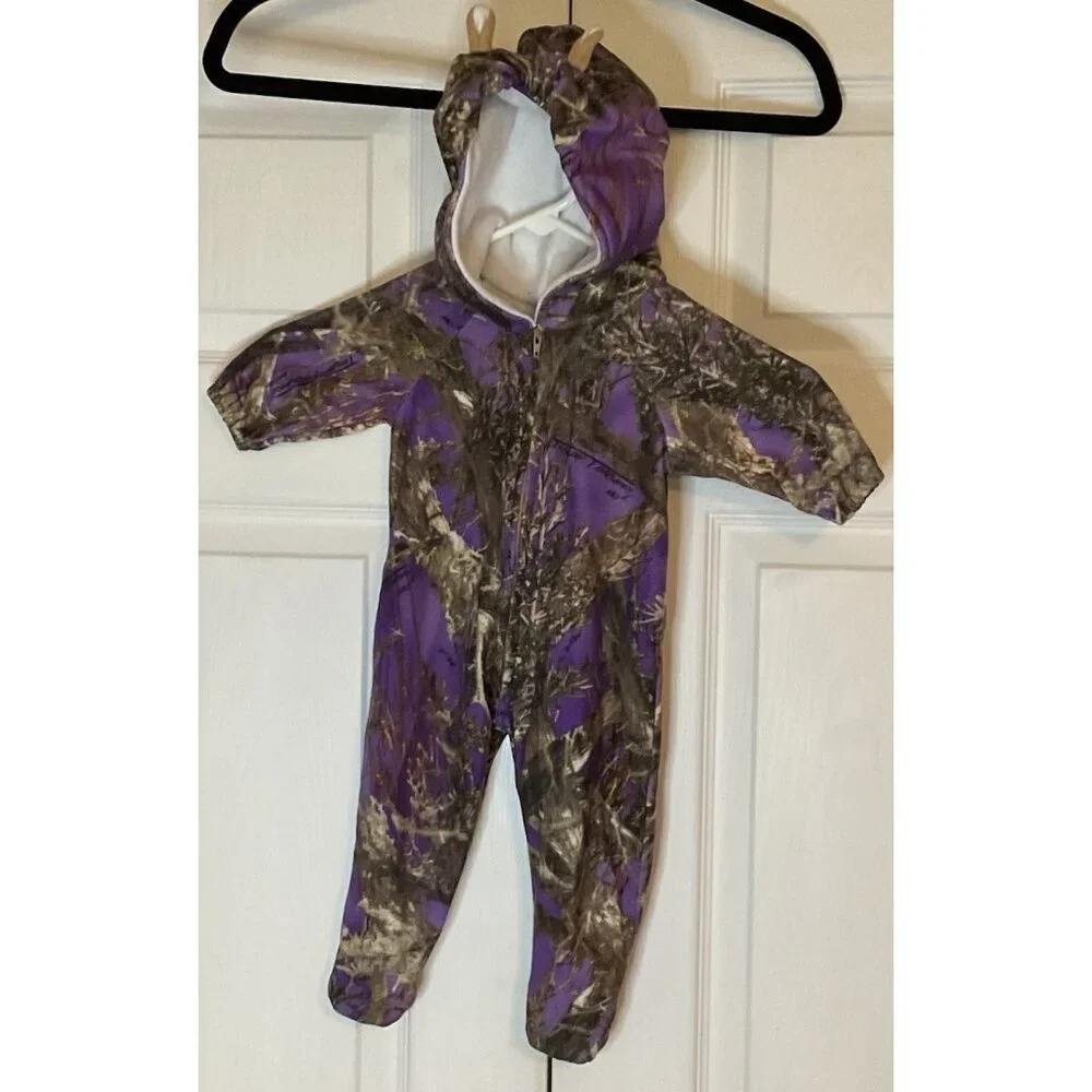 Baby Girls‎ True Timber Purple Camo Deer Ears Jumper Romper Outfit 0-3 Months